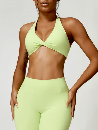 Twisted Halter Neck Active Bra