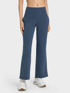 Wide Leg Slit Sport Pants with Pockets