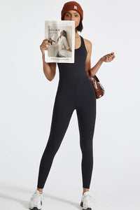 Crisscross Back Wide Strap Active Jumpsuit